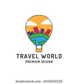 travel logo  hot air balloon  holiday  vector icon  minimalist symbol design