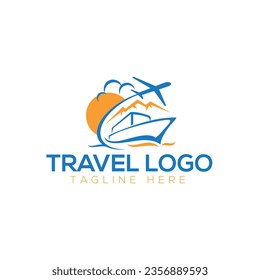 Icono de logotipo de viaje, diseño de vectores. Logo de viajes de verano
