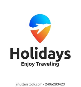 Plantilla vectorial de icono del logotipo de viajes sobre fondo blanco