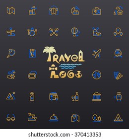 Travel logo and icons set for web and mobile app. Vector.