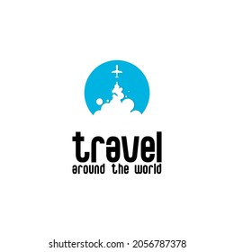 travel logo illustration vector, airplane is flying