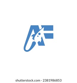 Travel logo letters a and f in blue