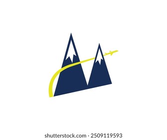 travel logo modern, airplane and mountain