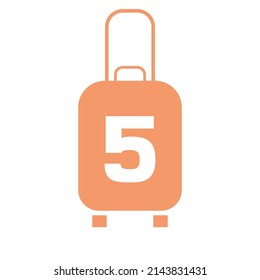 Travel logo on letter 5 sign. Travel Bag Holiday airplane with bag tour and tourism company logo vector