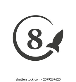 Travel Logo On Letter 8 Concept. Letter 8 Travel Logo Vector Template