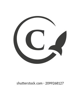 Travel Logo On Letter C Concept. Letter C Travel Logo Vector Template