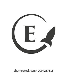 Travel Logo On Letter E Concept. Letter E Travel Logo Vector Template