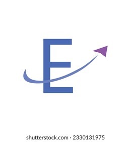 Travel Logo On Letter E Vector Template. Letter E Air Travel Logo Design stock illustration