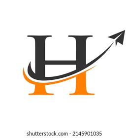 Travel Logo On Letter H Vector Template. Letter H Air Travel Logo Design