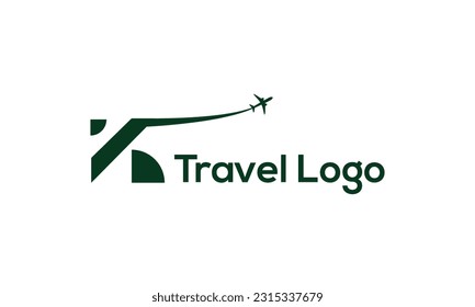Travel Logo On Letter K Template. Travel Logo On K Letter, Initial Travel Sign Concept Template