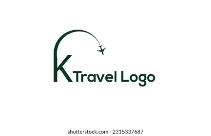 Travel Logo On Letter K Template. Travel Logo On K Letter, Initial Travel Sign Concept Template