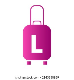 Travel logo on letter L sign. Travel Bag Holiday airplane with bag tour and tourism company logo vector