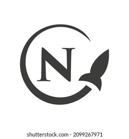 Travel Logo On Letter N Concept. Letter N Travel Logo Vector Template