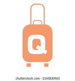 Travel logo on letter Q sign. Travel Bag Holiday airplane with bag tour and tourism company logo vector