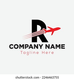 Travel Logo On Letter R Template. Travel Logo On R Letter, Initial Travel, Plane Sign Concept Template