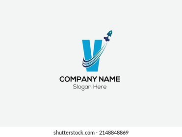Travel Logo On Letter V Template. Travel Logo On V Letter, Initial Travel Sign Concept Template