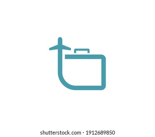 Travel logo plane bag vector icon 