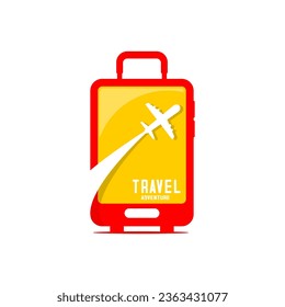 travel logo, a plane flies across a world compass sign
