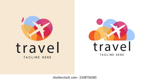 Travel logo with plane illustration template design. Vector Eps 10