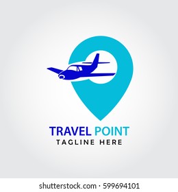 Travel Logo Plane Point Location Stock Vector (Royalty Free) 599694101 ...