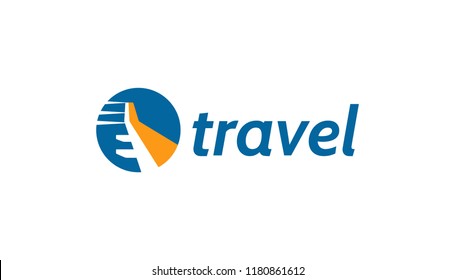 Travel Logo With Plane Wing Concept. Touristic, Ticket Company Icon.