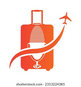 Travel  logo with podcast microphone vector illustration 