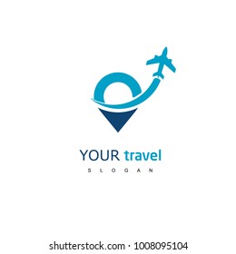 Travel Logo, Pointer With Plane Icon