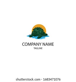 travel logo with sea turtle design elements. Can be used for icons.