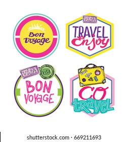 Travel logo set. Travel agency adventure creative sign. 