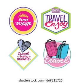 Travel logo set. Travel agency adventure creative sign. 