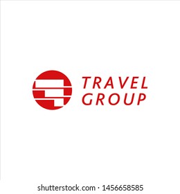 travel logo simple round red color abstract wing vector for graphic design template idea
