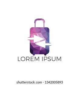 Travel logo with suitcase and arrows. Travel logo design Vector template.