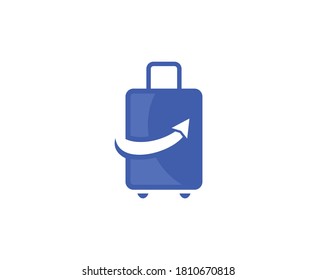 Icono del vector del plano de la maleta del logotipo de viaje 