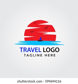 Travel logo, summer scenery