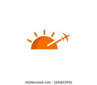 Travel logo sun plane vector 