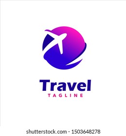 Travel Logo Template Air Plane Jet and Globe Symbol