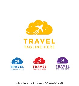 travel logo template for business company, plane