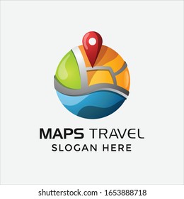 Travel logo template with colorfull style