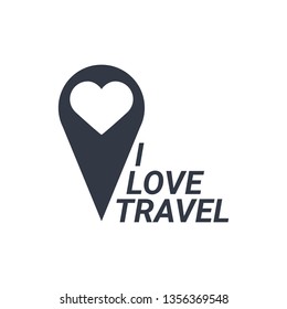 Travel logo template with heart. Vector illustration