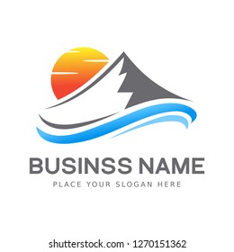 Travel logo Template. Holiday vector logo template with nature landscape.