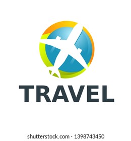 Travel logo template with plane