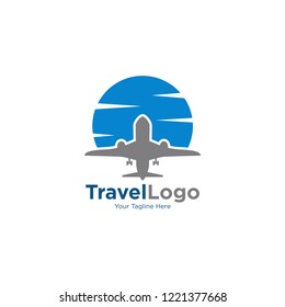 Plantilla de logotipo de viaje. Plantilla vectorial del logotipo del plano.