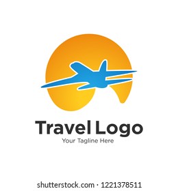 Travel logo template. Plane logo vector templat.