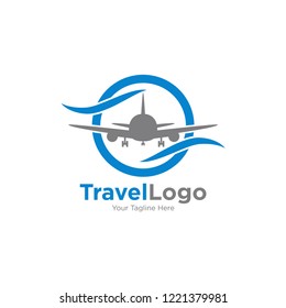 Travel logo template. Plane logo vector templat.