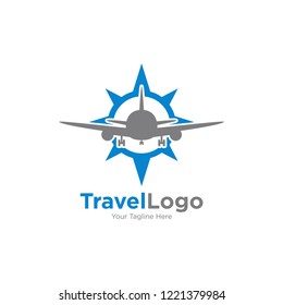Travel logo template. Plane logo vector templat.