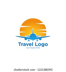 Travel logo template. Plane logo vector templat.