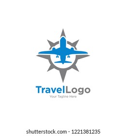Travel logo template. Plane logo vector templat.