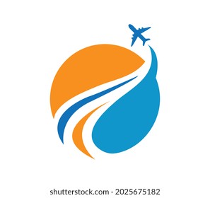 Travel logo template. Tourism emblem, leisure center