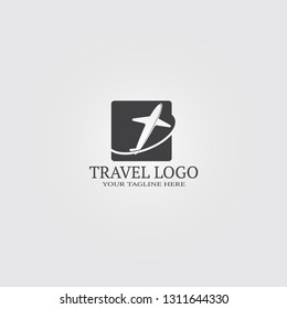 Travel logo template, vector logo for business corporate, airplane, element, illustration.