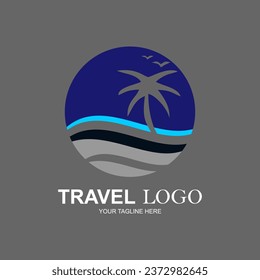  Logo de viaje. Tiempo de viaje. Ilustración vectorial.